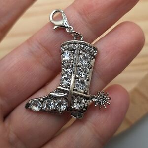 Silver Boot Charm with Crystals